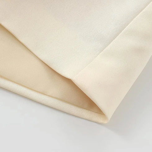 Women's Summer Butterfly Mini Skirts - Elegant Beige Pleated Casual Office Wear