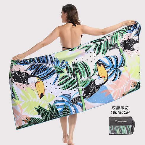 180*80CM Double-sided Fleece Quick-drying Printing Beach Towel Adult Swimming Bath Towel Quick-drying Beach Towel For Picnic
