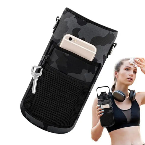 64 Oz Water Bottle with Shoulder Strap-Insulated Half Gallon Sleeve Water Bottle