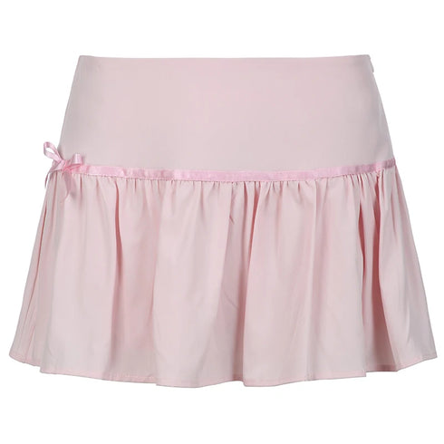 Sweet Pleated Mini Skirt with Bow Detail - Lightweight and Chic for Summer