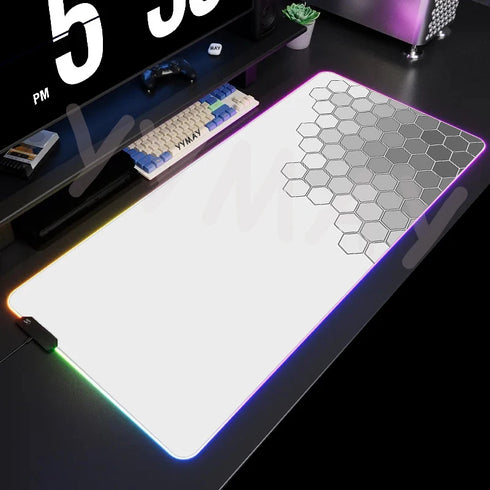 RGB Large Geometric Mouse Pad-XXL Luminous Gaming Mouse Mat-LED Desk Mats