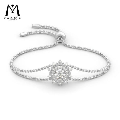 Madison Audury 1ct Moissanite Bracelet for Women – Adjustable 925 Sterling Silver Fine Jewelry