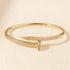 Trendy Copper with Zirconium Plant Design Bangle Bracelet for Women – Gold Plated, Simple & Elegant Jewelry