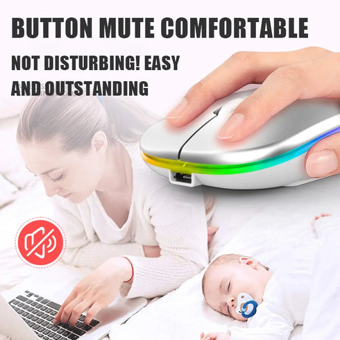 5.0 Bluetoooth Gaming Mouse-2.4GHz 1600DPI Wireless RGB Light Mouse