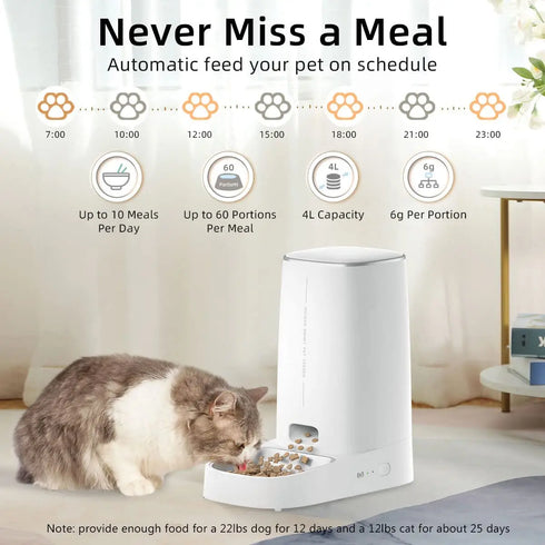 ROJECO Smart WiFi Automatic Pet Feeder – Remote Control Food Dispenser for Cats and Dogs