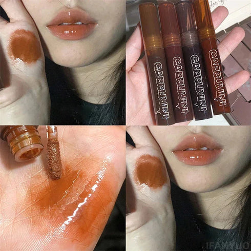 Punk Dark Brown Mirror Water Lip Gloss – High-Shine, Hydrating, and Long-Lasting