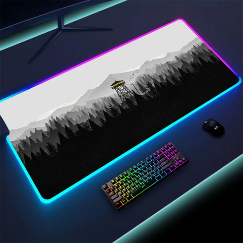 Colorful LED Gaming Mouse Pad-Firewatch Forest RGB Mousepad-Luminous Desk Mat