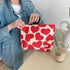 Large Capacity Heart Print Pattern Plush Makeup Bag Clutch Cosmetic Organizer Travel Wash Toiletries Storage Bag Makeup Pouch