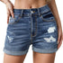 Women's Mid Waist Denim Shorts-Stretchy Pocket Jean Short