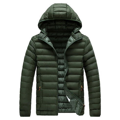8XL Men's Waterproof Hooded Parka Jacket – Warm Winter Coat with Detachable Hat, Casual Outwear for Winter