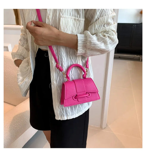 Women’s PU Leather Chain Shoulder Bag – Ribbon Buckle Square Crossbody Handbag for Parties