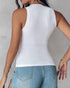 Round Neck Ribbed Tank Top With Bra Pads
