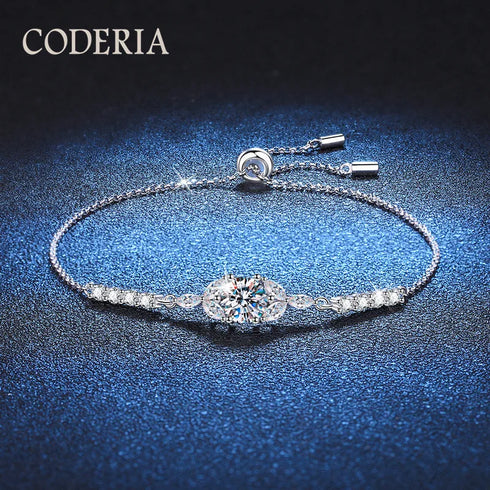 1 Carat VVS1 Moissanite Sterling Silver Bracelet – Adjustable D Color Jewelry for Women