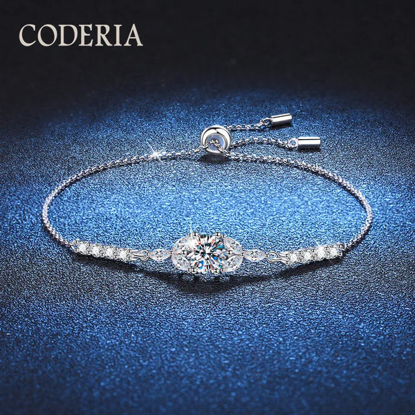 1 Carat VVS1 Moissanite Sterling Silver Bracelet – Adjustable D Color Jewelry for Women