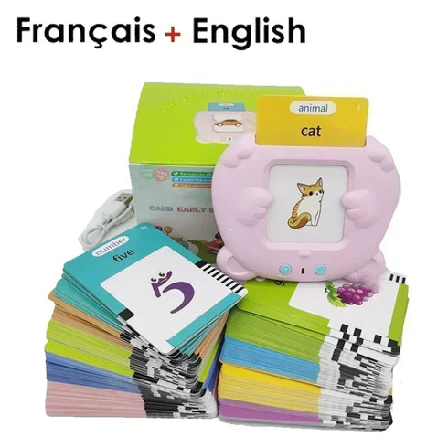Interactive Kids Learning Machine with Talking Flash Cards - Multilingual Educational Toy for Ages 3-12, Rechargeable Audio Book