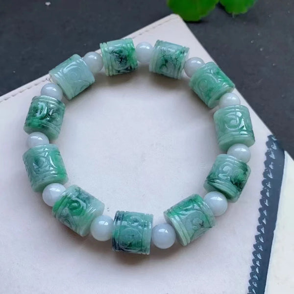 Natural Dushan Jade Bracelet – Grade AAAAA Gemstone Barrel Beads Strand Jewelry for Women & Men – Trendy Party Accessory