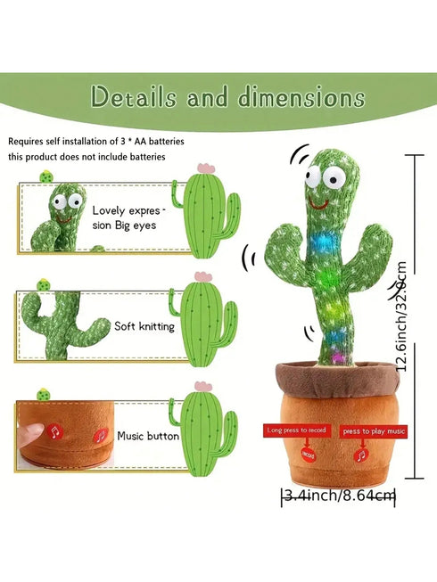 Dancing Talking Cactus Toys For Baby Boys And Girls- Singing Mimicking Recording Repeating