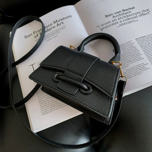 Women’s PU Leather Chain Shoulder Bag – Ribbon Buckle Square Crossbody Handbag for Parties