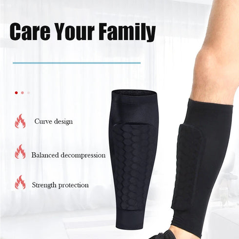 Professional Compression Shin Guard Sleeves – Honeycomb Anti-Collision Protection for Sports