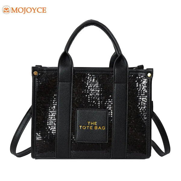 MOJOYCE PU Leather Sequin Tote – Fashionable, Versatile, and Elegant Handbag for Everyday Use