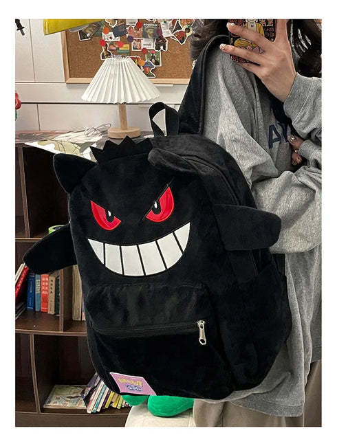 Gengar Plush Backpack - Trendy Pokémon Bag - Cute Anime Large Storage Backpack