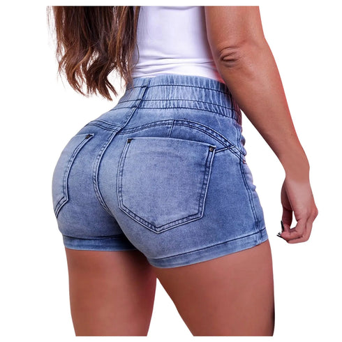 2024 Elastic High Waist Women Shorts-Sexy Slim Denim Short