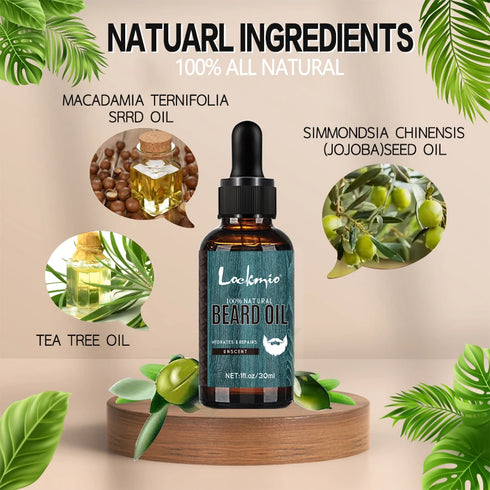 LOCKMIO Beard Oil Moustache Grooming Moisturizing and Smoothing Conditioner Hair Growth Serum for Beards Promotes Hairs Regrowth