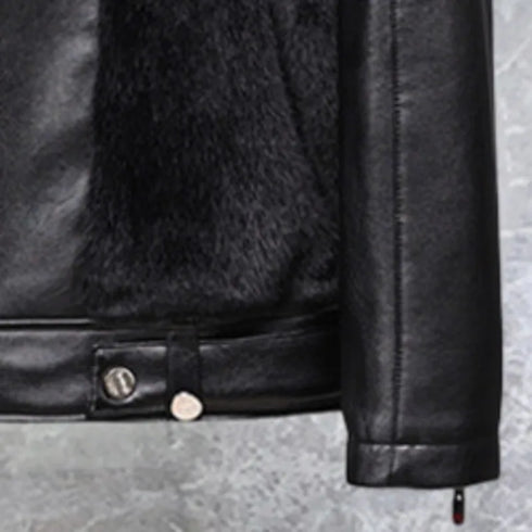 Men's Premium Faux Leather Motorcycle Jacket – Winter Warm Short Coat with Trendy Lapel Design