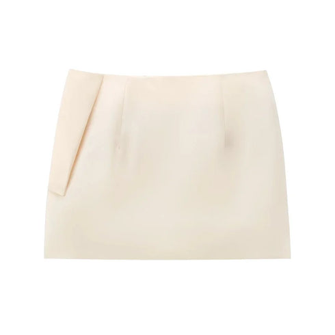 Women's Summer Butterfly Mini Skirts - Elegant Beige Pleated Casual Office Wear