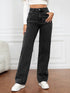 Women's High-Waisted Loose-Fit Straight-Leg Coated Jeans – Ankle-Length Winter Denim
