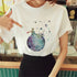 Cartoon Graphic Print T Shirt for Women-O Neck Short Sleeve Tee Shirt