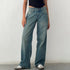 Women's Vintage Wide-Leg Denim Jeans – Low-Waist Loose-Fit Summer Pants