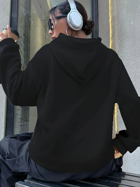 Casual Long Sleeve Drawstring Hoodies Sweatshirt - Women's Clothing