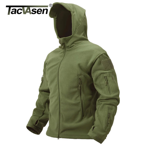 Men’s Hooded Thermal Fleece Jacket – Windproof Full-Zip Outdoor Coat with Multi-Pocket Design for Hiking, Camping & Work