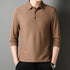 Men’s Full-Sleeve Casual Polo Shirt – Anti-Wrinkle Knit Polyester, Solid Color