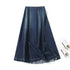 Women's Vintage Denim A-Line Skirt Dress - Mid-Calf Length Zippered Casual Spring Summer for Modern Elegance (2024 Edition)