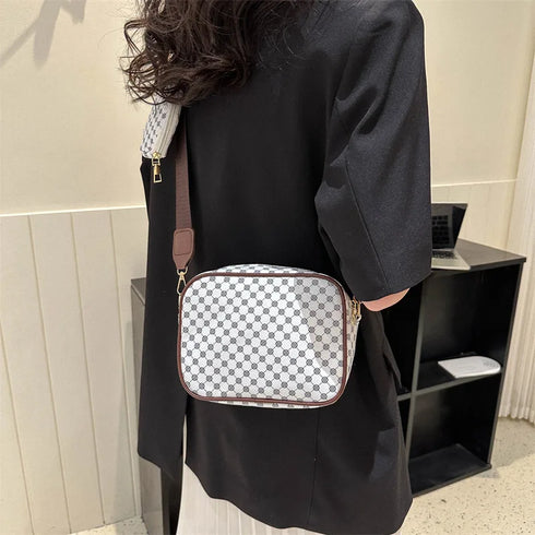 Vintage Plaid PU Leather Tote Bag for Women – Fashion Shoulder & Crossbody Handbag