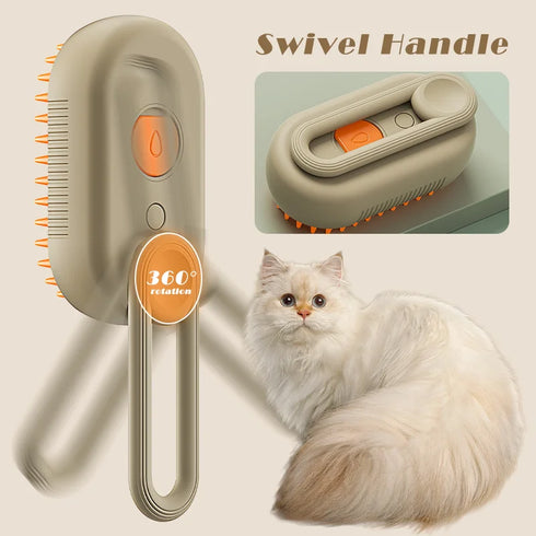 Pet Steam Brush - 3 In 1 Cleaning Steamy Spray Massage Comb Hair Removal Grooming Supplies Pets Accessories