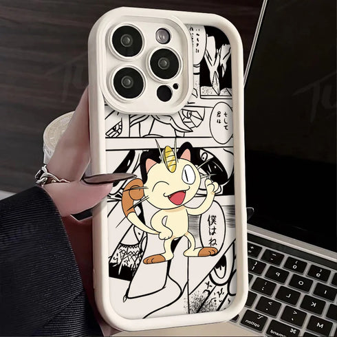 Pokemon Psyduck Meowth Phone Case For iPhone 14 15 Pro Max 13 12 11 X XS XR 7 8 Plus SE 2020 Soft Silicone Shockproof Cover