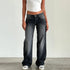 Women's Vintage Wide-Leg Denim Jeans – Low-Waist Loose-Fit Summer Pants