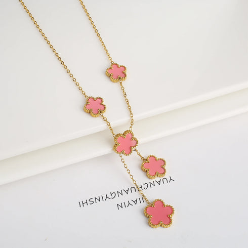 Adjustable Five-Leaf Flower Clover Stainless Steel Bracelet – Elegant Women’s Jewelry for Parties and Gifts