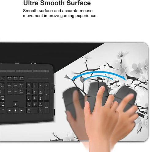 Black and White Cherry Blossom Mouse Pad-XXL Gaming Desk Mat