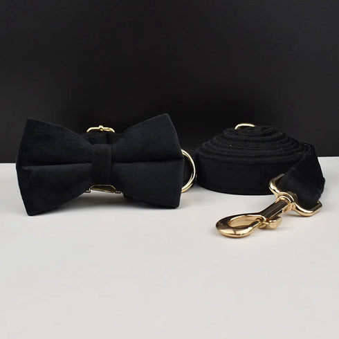 Luxury Personalized Dog Collar - Harness & Leash Set with Custom Logo & Detachable Bow Tie