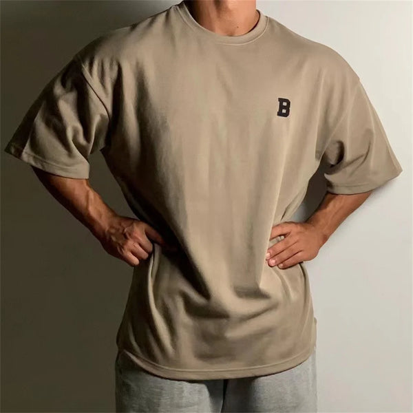 New Summer Oversized Men's T Shirt-Cotton Solid Half Sleeve Top