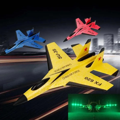 SU35 RC Plane with LED Lights - 2.4G Remote Control Glider - Foam Aircraft Model for Children