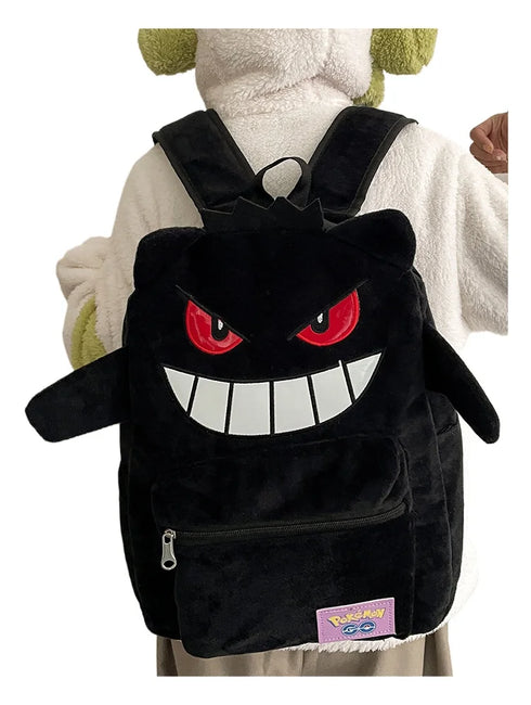 Gengar Plush Backpack - Trendy Pokémon Bag - Cute Anime Large Storage Backpack