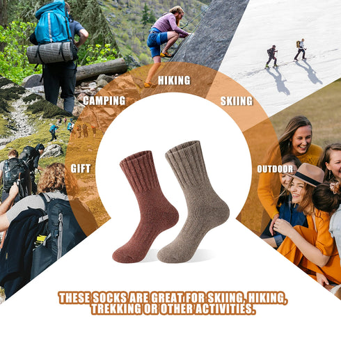 3 Pairs Merino Wool Winter Socks for Men & Women - Cashmere Blend Thick Knit Boot Socks, Warm & Cold-Resistant, Unisex Stockings