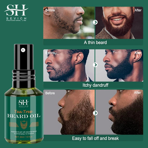 Sevich Beard Nourishing Moisturizing Growth Kit For Men Moustache Growth Enhancer Oil Tea Tree Anti Hair Loss Shampoo Beard Care