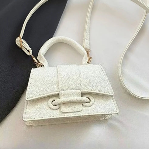 Women’s PU Leather Chain Shoulder Bag – Ribbon Buckle Square Crossbody Handbag for Parties