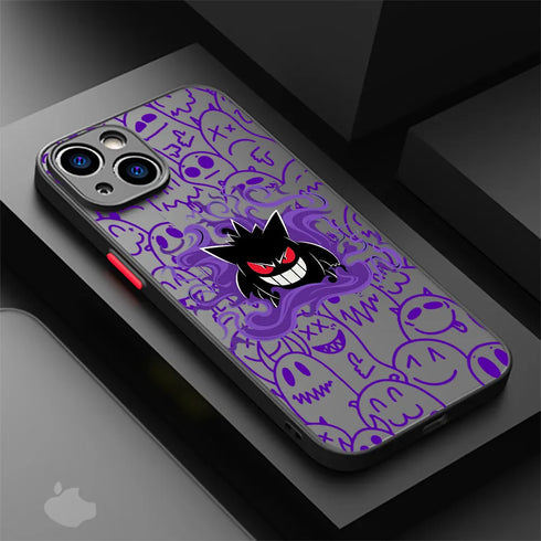 Luxury Pokemon Gengar Bumper Phone Case for iPhone SE, 7 to 15 Pro Max